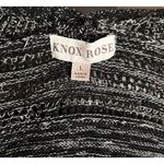 Knox Rose L Black White Fringe Cardigan Boho Open Front Chunky Knit Sweater Coat Photo 9