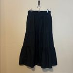 Quince  100% Organic Cotton Tiered Maxi Skirt Black Elasticated Waist Size Large Photo 1