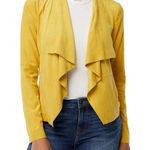 Bagatelle  Faux Suede Drape Moto Jacket Blazer Open Front Yellow, Size‎ Small Photo 0