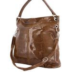 VENEZIA Made in Italy Crocodile Embellished Tote NWT Brown Photo 1