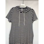 West Loop Women's Stripes Hooded Shift Mini Dress Blue & White Large NWOT Photo 1