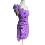 Daisy One-Shoulder Ruffle Dress Size S Lavender Dance Cocktail Bodycon Stretch Photo 2