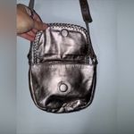 Eddie Bauer  Metallic Silver‎ Sheep Leather Mini Crossbody Bag Purse Photo 2