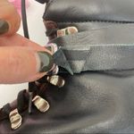 ZARA  Woman Leather Mountain Hiking Lace Up Combat Ankle Boots: Black/Brown Photo 13