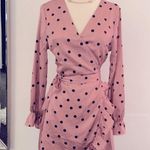 Nasty Gal Polka Dot Satin Ruffle Wrap Dress Photo 9