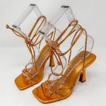 Open Edit  Orange Bronze Metallic Ankle Calf Lace Strappy Sandals, NEW, Size 5 Photo 1