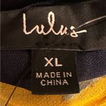 Lulus Flowering Beauty Navy Blue Floral Print Asymmetrical Midi Dress XL NWT Photo 7