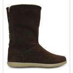 Crocs NWT  Womens Adela Foldover Fuzz Snow Boot Size 6 Mahogany Khaki Suede Photo 0