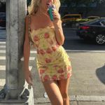With Jean | Chloe Strapless Floral Corset Mini Dress in Prudence Yellow Size Med Photo 1