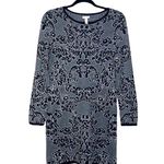 Soma  Gray & Black Metallic Jacquard Long Sleeve Knit Dress Photo 0