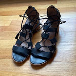 Madewell  Daniela Black Leather Lace‎ Up Gladiator Sandals Strappy Block Heel 10 Photo 9