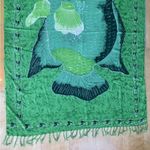 Colorful, Artistic Fish, Pisces Fringe Scarf, Green, Blue Green Photo 2