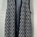 Chico's  Sleeveless Vest Cardigan Chevron Navy White Duster Size 2/XL EUC Photo 0
