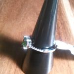 Green Chrome Diopside And White Zircon Sterling Silver Ring (Size 9) Photo 13