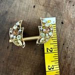 Vintage Signed Emmons Gold Topaz Citrine Color Rhinestone Big Clip Earrings Photo 5