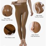 TAGOO Leggings Size Small Brown Liquid Shiny Stretch High Waist Tummy Control Photo 1