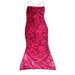 Boohoo  Pink Devore‎ Velvet Floral Cowl Neck Maxi Dress Size 4 Y2K Wedding EUC Photo 12
