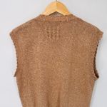 Vintage Jantzen Granny Sweater‎ Vest Womens L Tan Cable Knit Embroidered Floral Brown Size L Photo 7