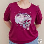 Torrid French Terry Short Sleeve Purple Skull Lightweight Sweatshirt 5X Photo 0