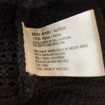 Oscar de la Renta  Cardigan Sweater M Open Knit Crochet Y2K Ruffle Dark Dark Blue Photo 5