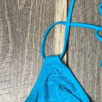 Aqua Blue Lace Halter Bikini Top Size L Photo 5