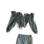 Listicle  Olive Green Ruffle Two-Piece Set | Crop Top & Wide Leg Pants SZ‎ SMants Photo 5