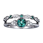 Boutique Women's Green‎ Emerald Ring Set | 925 Sterling Silver Photo 2