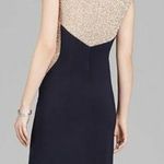 AQUA Navy Beaded Illusion Mesh Mini Cocktail Dress Photo 1