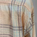 Free People  Paradise Garden Plaid Cropped Button Up Top Batwing Sleeve XS Photo 9