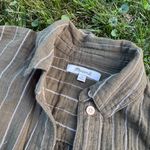 Madewell Olive Green Striped Button Down Shirt Photo 5