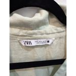ZARA  Linen Blend Button Down Shirt‎ Top, Two Pocket Front, Sage Green, Casual Photo 2