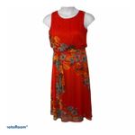 MSK Blouson Red Floral Belted Maxi Dress Size 8 Ankle Length Sleeveless Photo 1