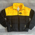 PINK - Victoria's Secret  Iowa Hawkeyes Puffer Jacket NEW Womens M Black Yellow NCAA Photo 0