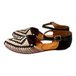 Macarena Authentic Woven Leather Huarache Flats Ankle Strap Black Tan Size 9 Photo 2