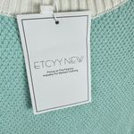 ETCYY NWT Blue White Trim Long Balloon Sleeve Waffle Knit Plush Sweater Size M Size M Photo 4
