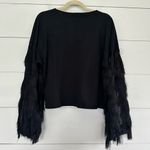 ZARA  Women’s Small Black Furry Sleeve Sweatshirt Photo 3