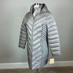 Michael Kors  Quilted Puffer Coat Size Large Gray Mid Length Packable Jacket Photo 3