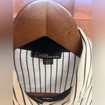 Vintage Dalia Pinstripe Blouse | Size XL White & Navy Striped Button Down Black Photo 4
