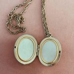 Vintage W Germany gold plated handpainted Locket on photo Box pendant Necklace Photo 4