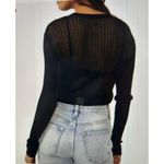 Free People H2O Crew Pullover Open Weave Knit Crop Top Black Size M Photo 2