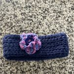 Bohemian Style Knitted Winter Navy Blue Headband. Photo 1