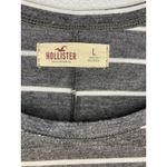 Hollister Top L Gray White Striped Long Sleeve Crewneck Pullover Preppy Peasant Photo 4