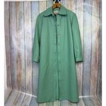 Sakowitz Vintage Trench Coat Jacket Sea Foam Green Vinyl Size 10 Belted Dagger Photo 11