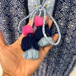 Cabana Life West Indies Fringe Romper Blue White Geometric Printed Jumpsuit L Size L Photo 4