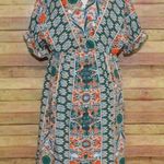 None Boho Women Size L Floral Print V-Neck Batwing Sleeve Casual Vacation Dress Photo 0