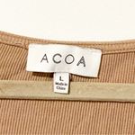 Acoa Size Large Tan Nude Long Sleeve Square Neck Ribbed Snap Bodysuit Photo 2