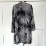 289. Crepes Tie Dye Long Sleeve Open Front Cardigan with pockets Black Photo 2