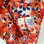 Lands' End Land’s End Orange & Navy Blue Floral Sleeveless Button-Up Collared Top Size 12 Photo 3