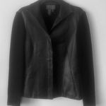 Lafayette 148  New‎ York Leather Merino Wool Mix Black Jacket Size 6 Photo 0