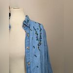 Vintage Paul Harris Design Embroidered Floral Denim Button Up, Size Medium Blue Photo 1